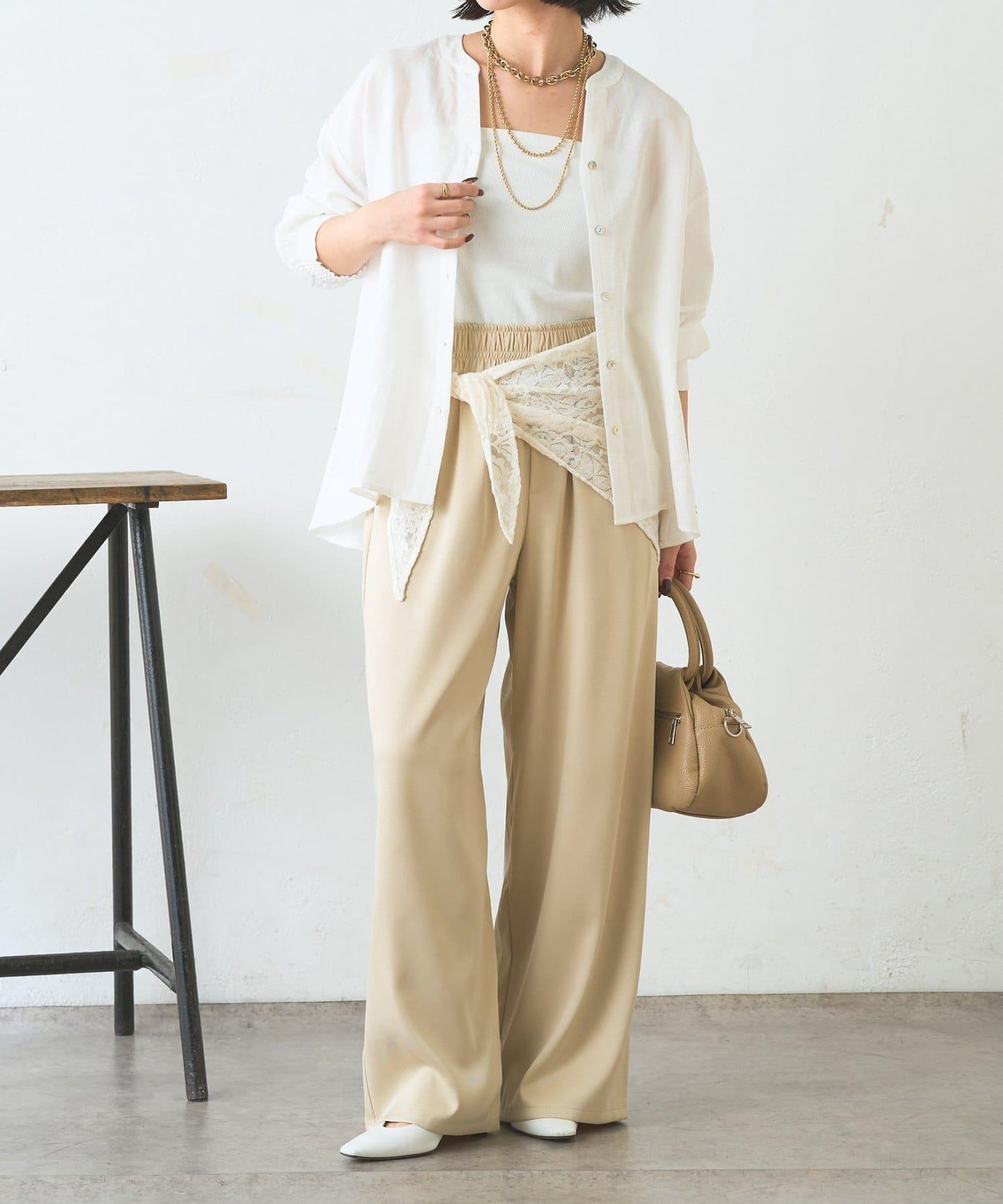 多用途蕾絲圍巾配件 闊腿 闊腿褲