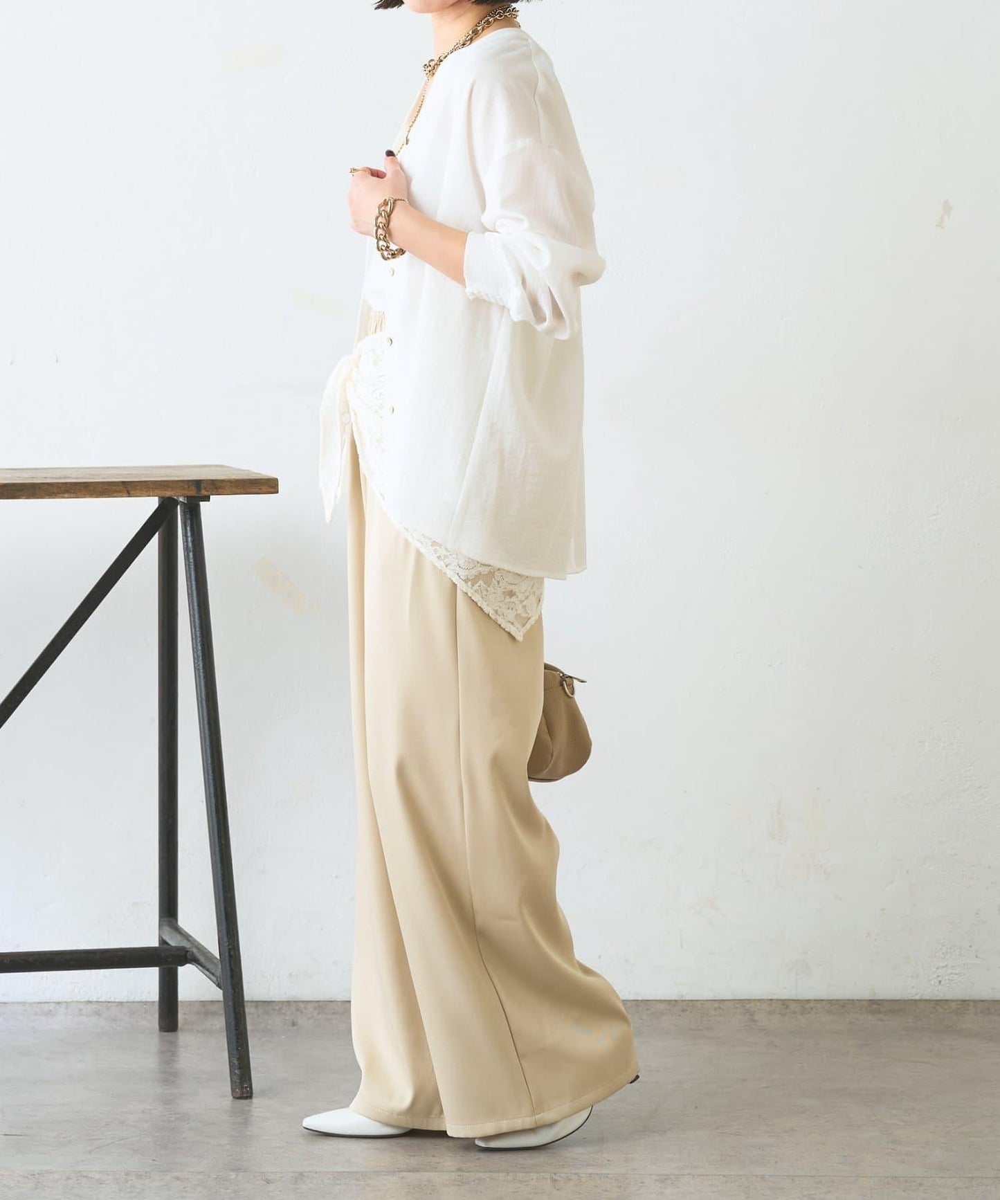 多用途蕾絲圍巾配件 闊腿 闊腿褲