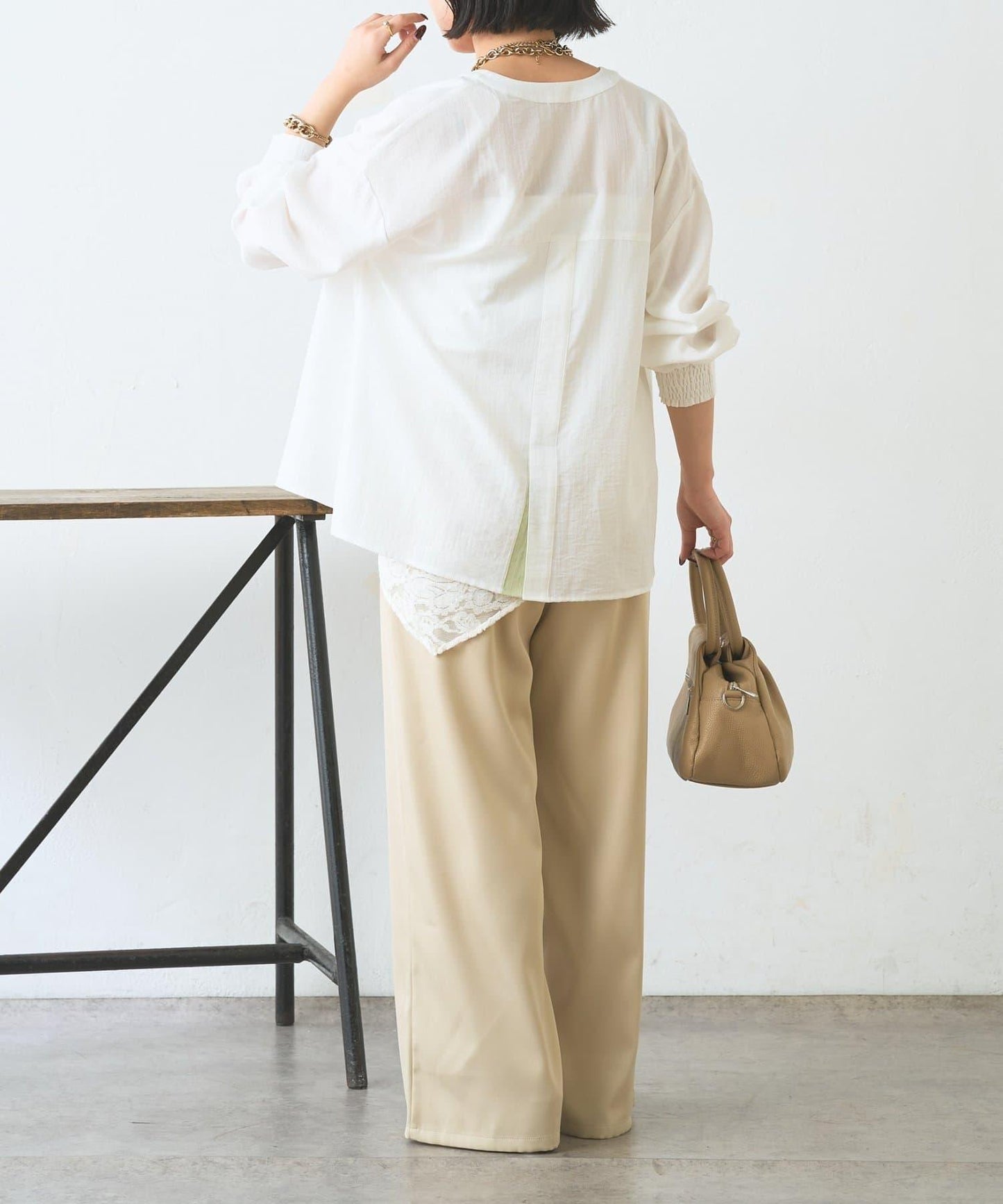 多用途蕾絲圍巾配件 闊腿 闊腿褲