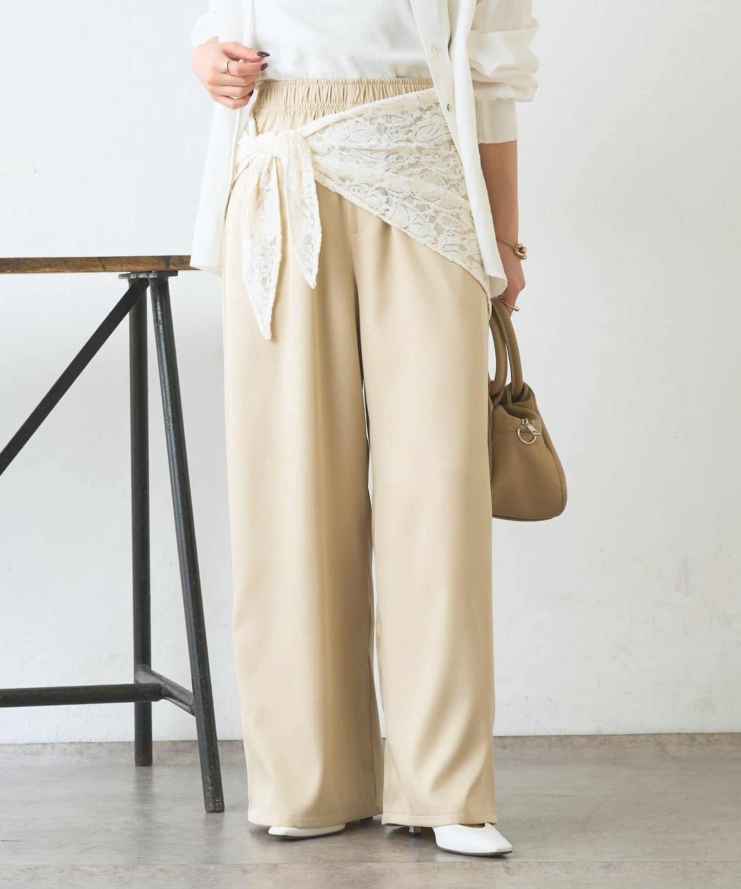 多用途蕾絲圍巾配件 闊腿 闊腿褲