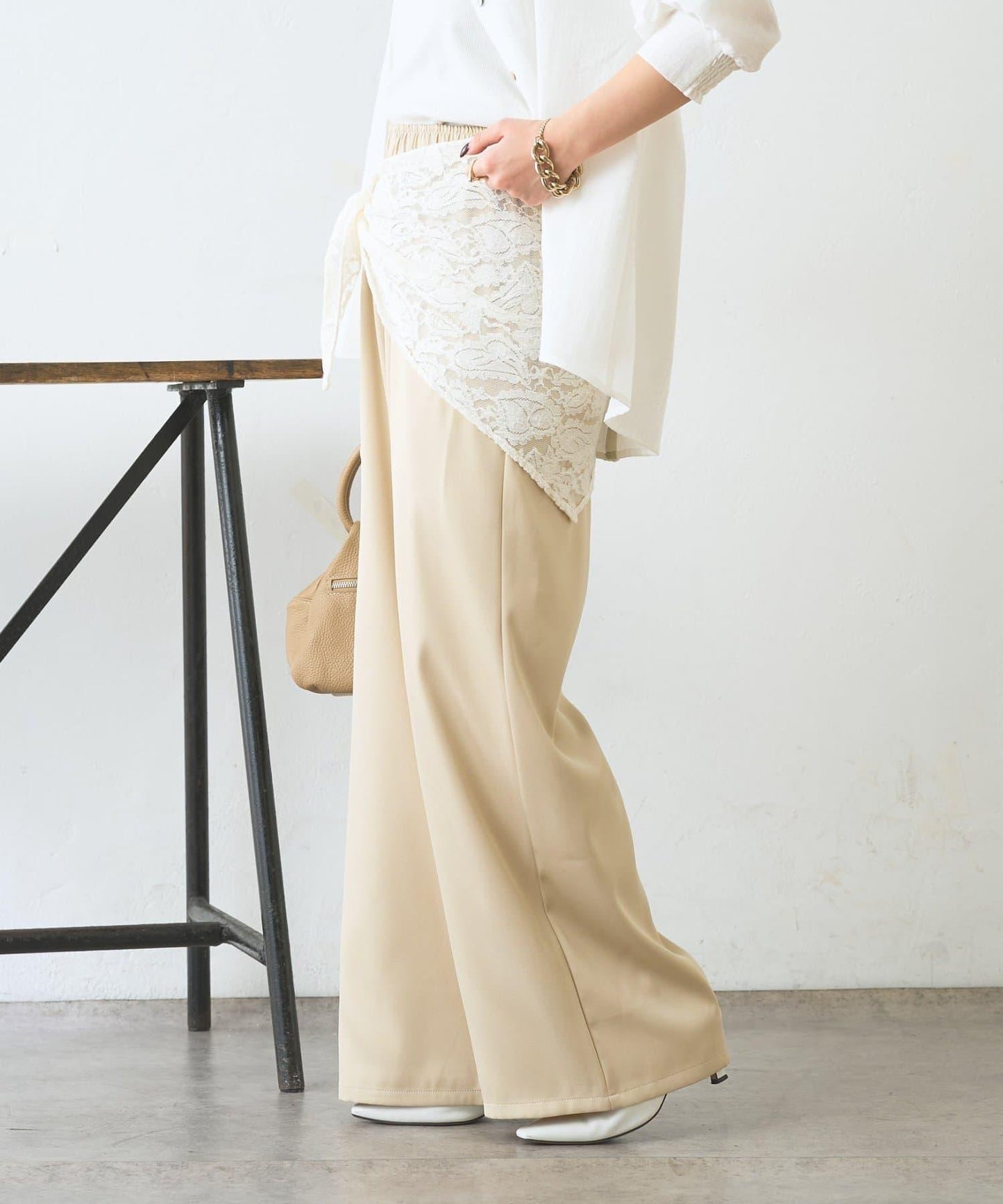 多用途蕾絲圍巾配件 闊腿 闊腿褲