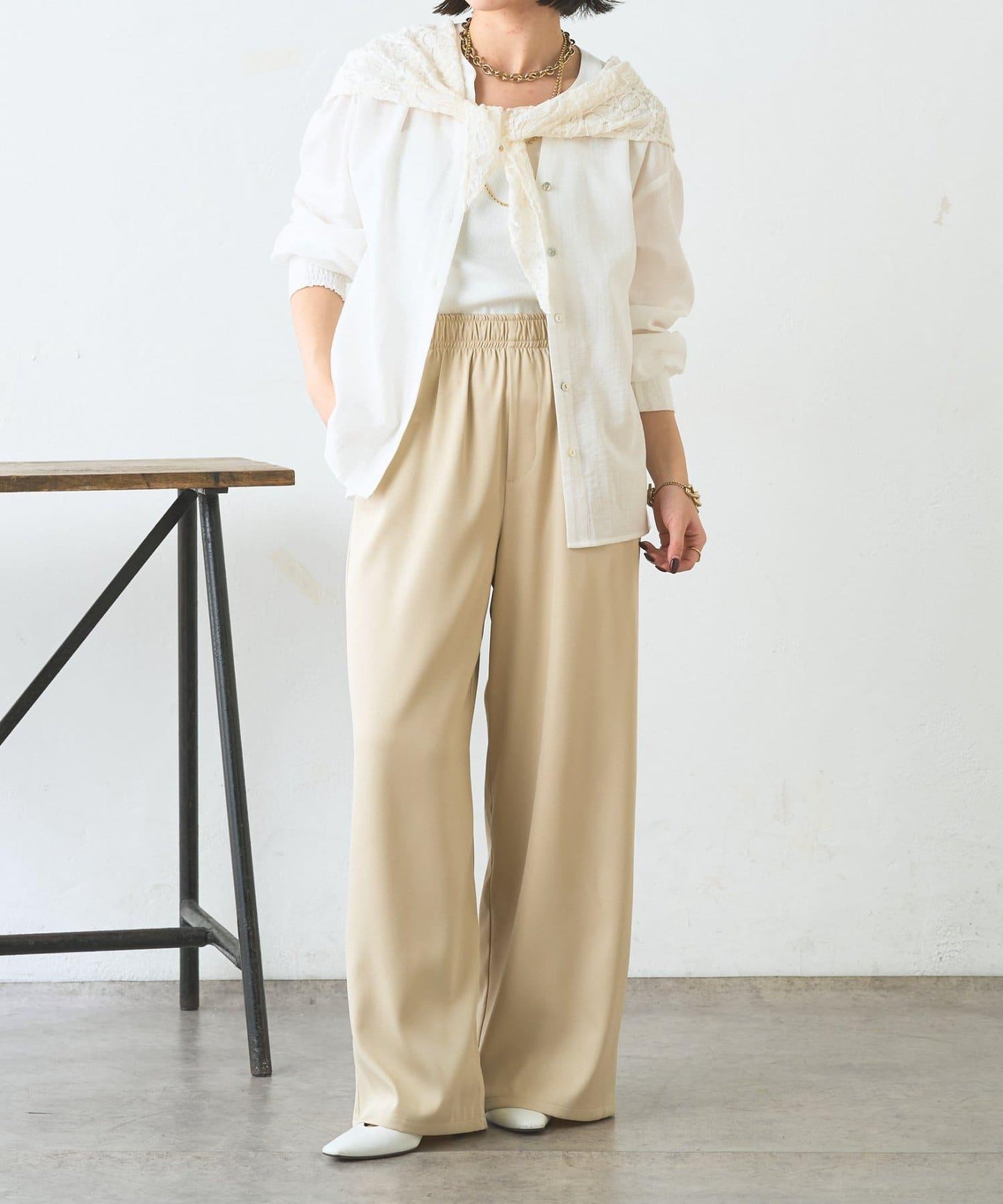 多用途蕾絲圍巾配件 闊腿 闊腿褲