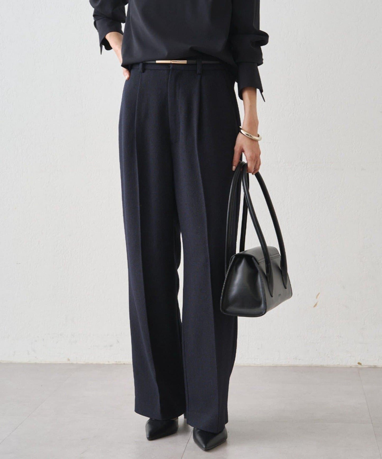 粗花呢半闊腿褲