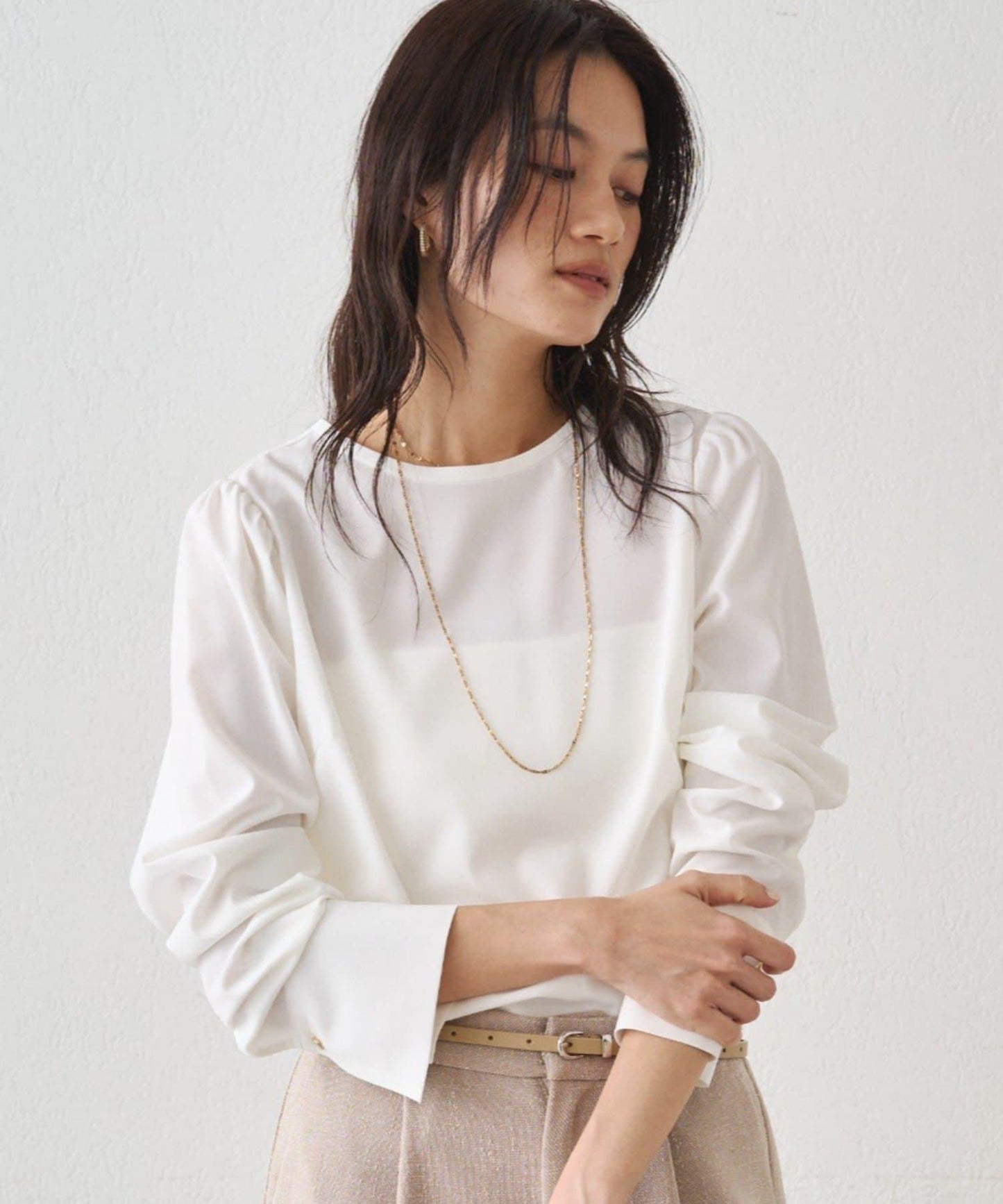 Atelier N5/アトリエヌメロサンク 泡泡袖圓領襯衫