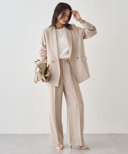 粗花呢半闊腿褲