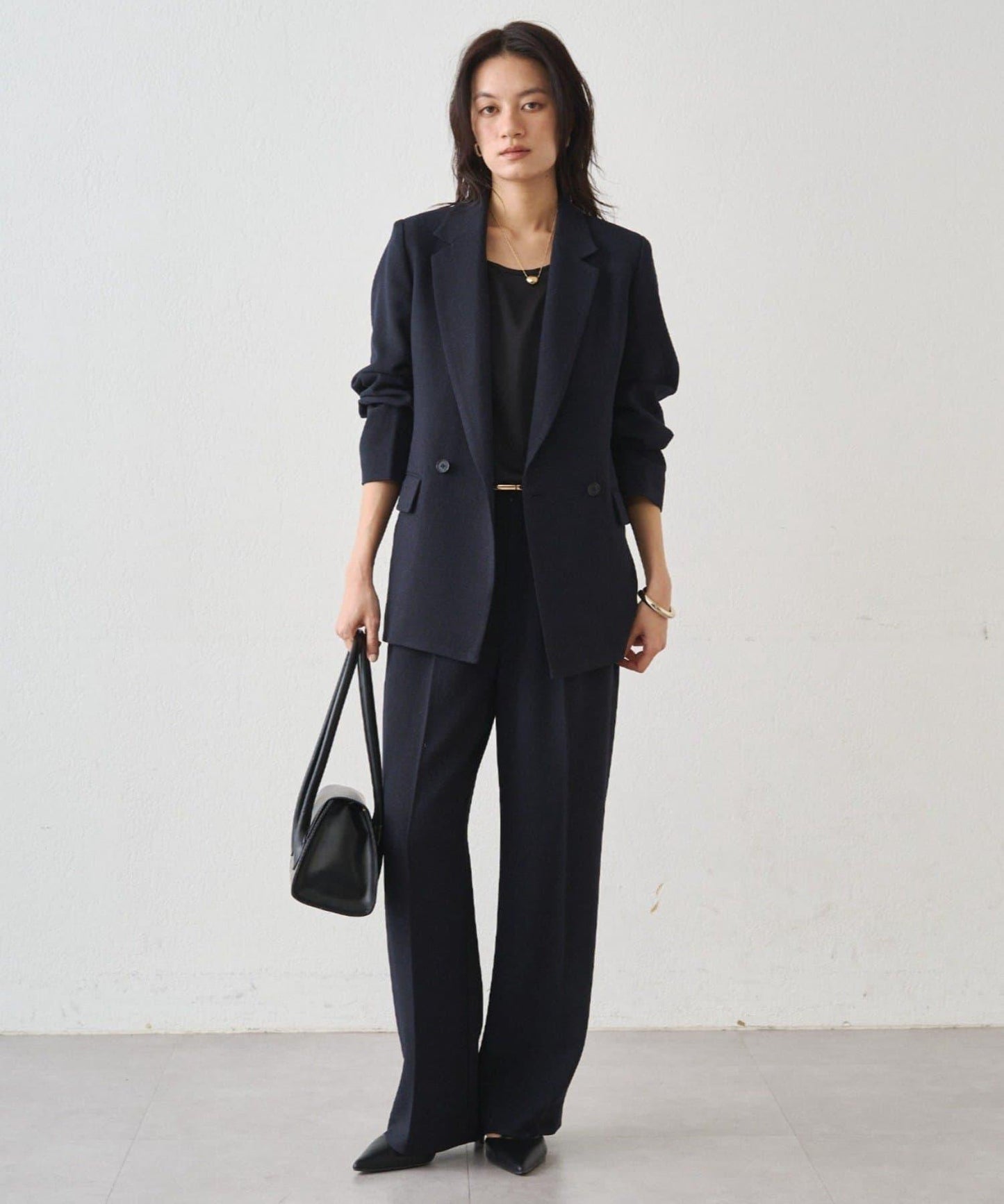 粗花呢半闊腿褲