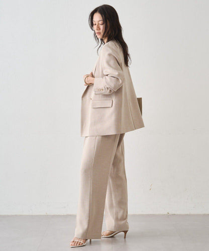 粗花呢半闊腿褲