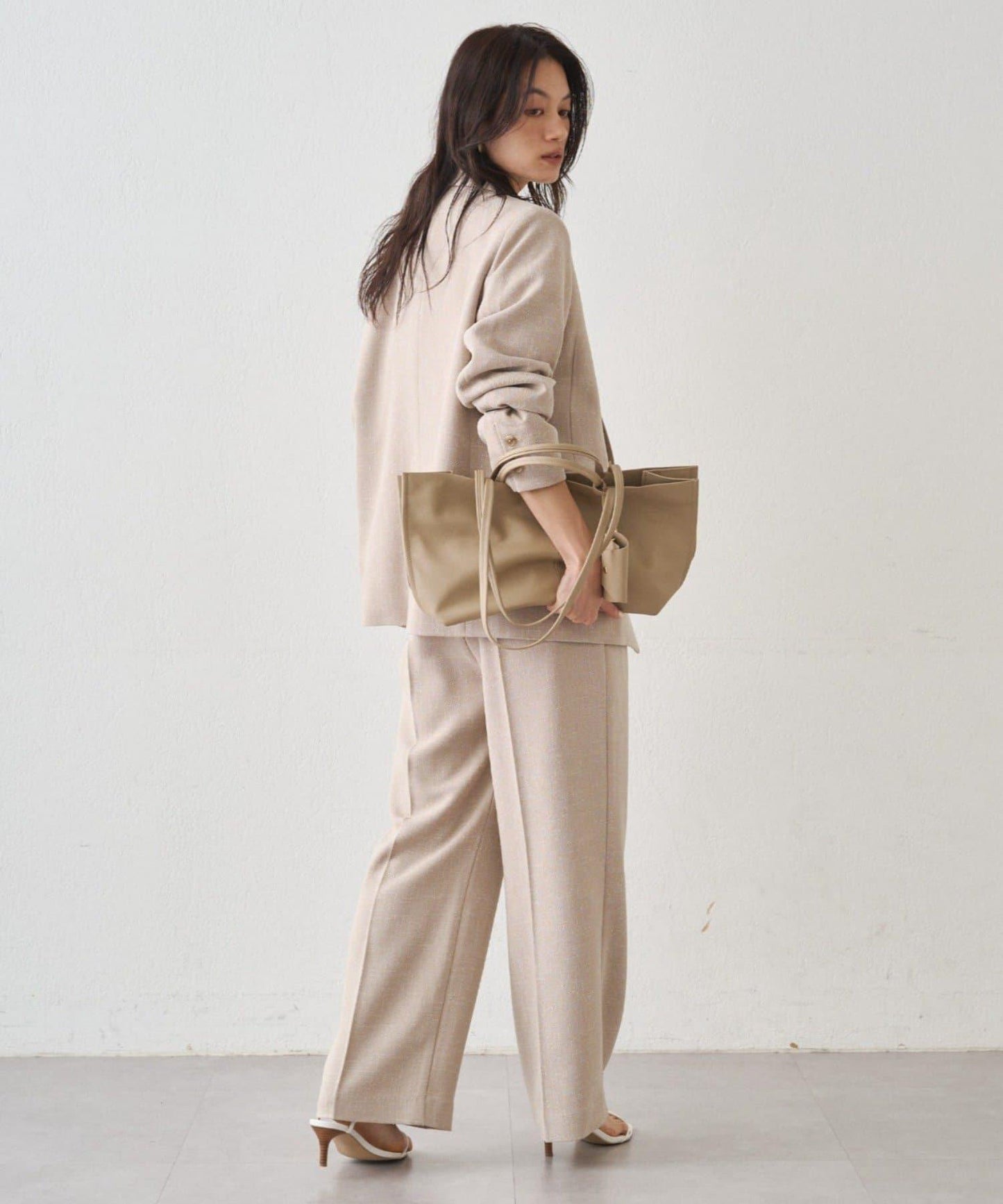 粗花呢半闊腿褲