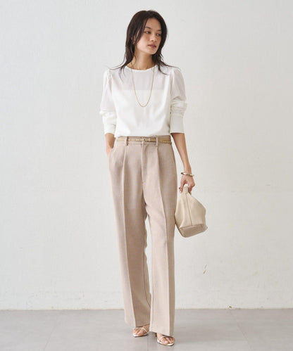 粗花呢半闊腿褲