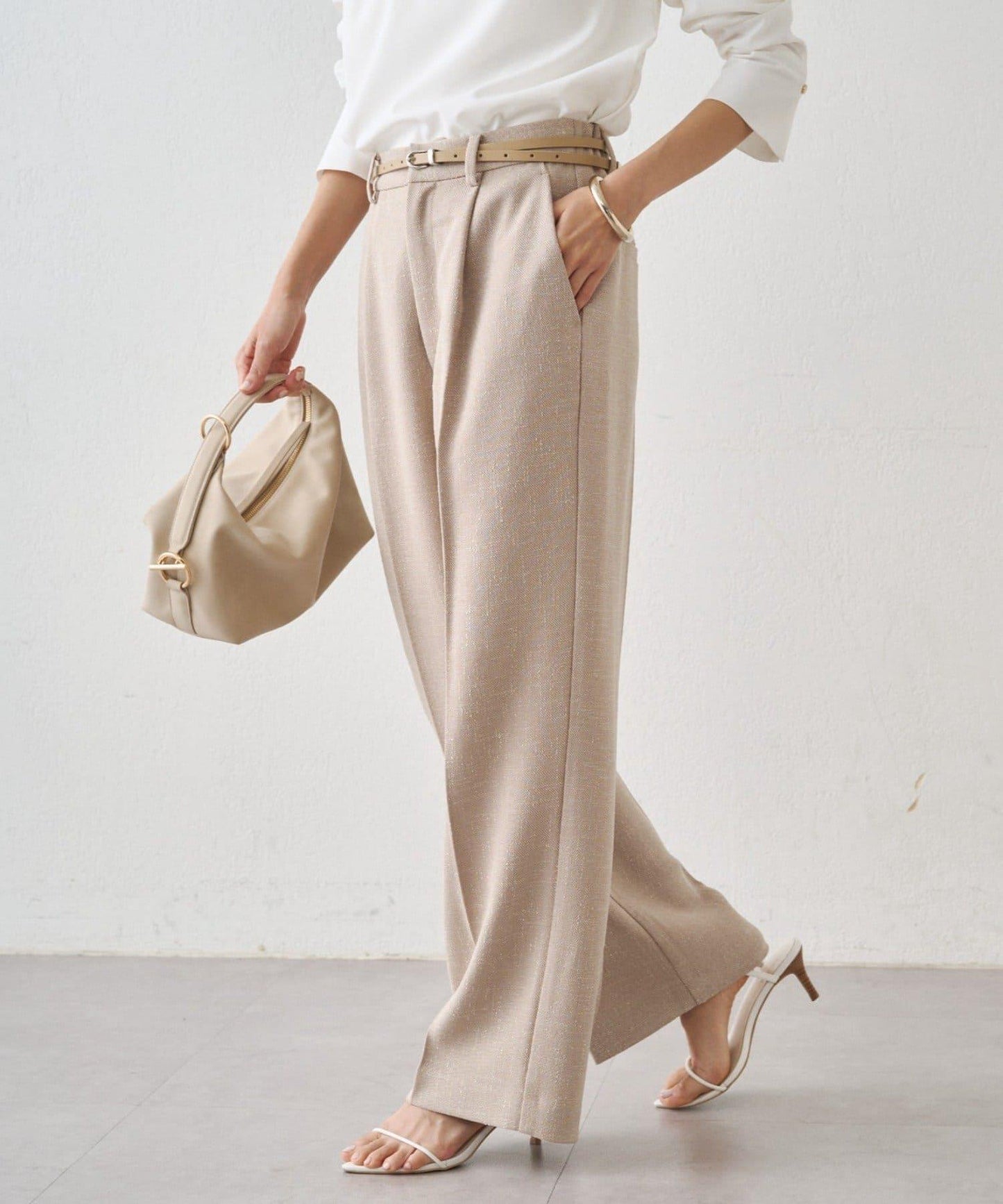 粗花呢半闊腿褲