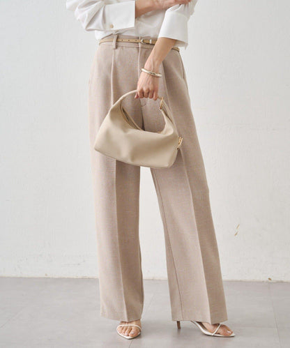 粗花呢半闊腿褲