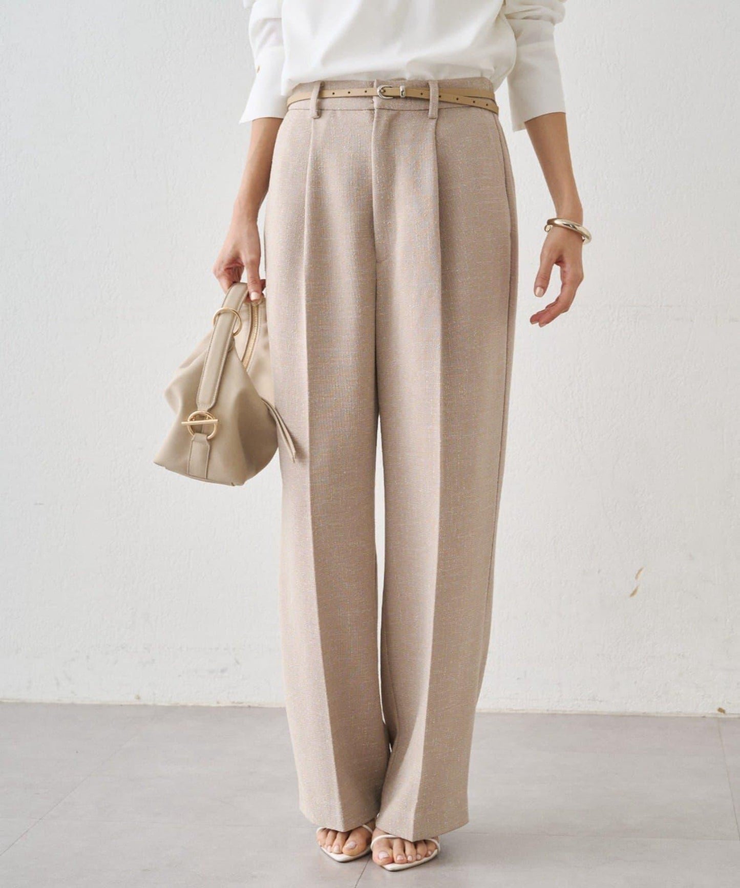 粗花呢半闊腿褲