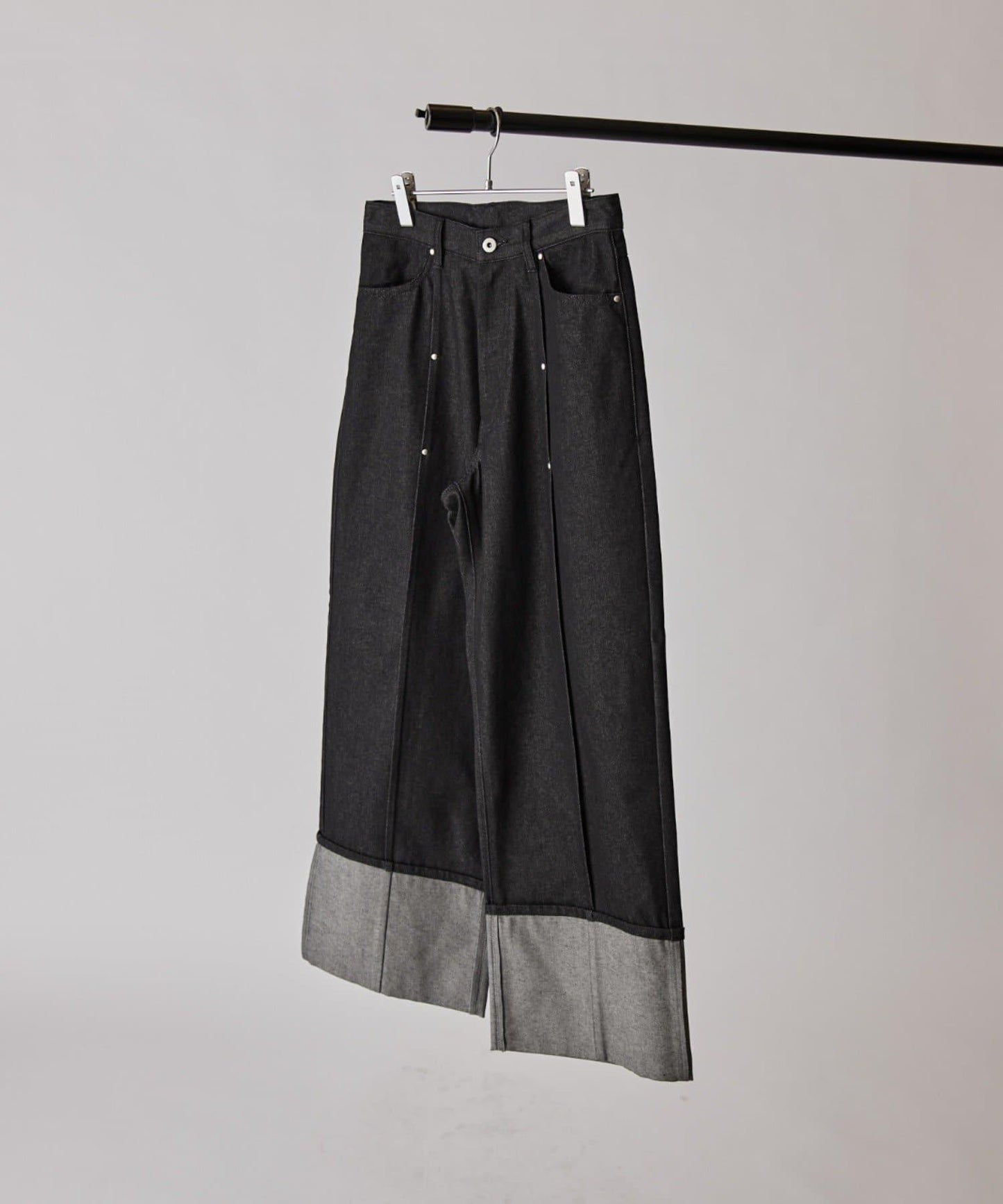 卷邊褶飾 寬直筒 牛仔 牛仔褲（可成套搭配）