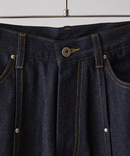 卷邊褶飾 寬直筒 牛仔 牛仔褲（可成套搭配）