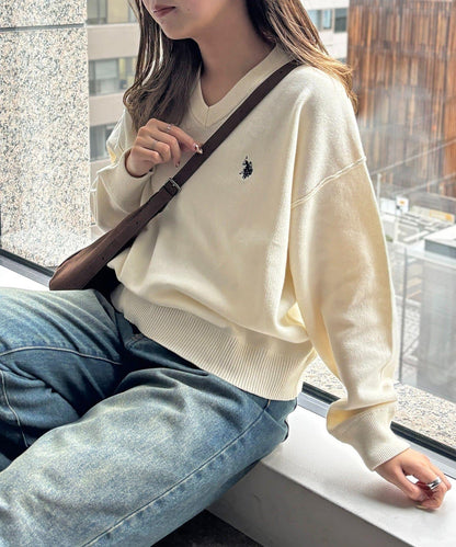U.S. POLO ASSN. V領衛衣風針織上衣