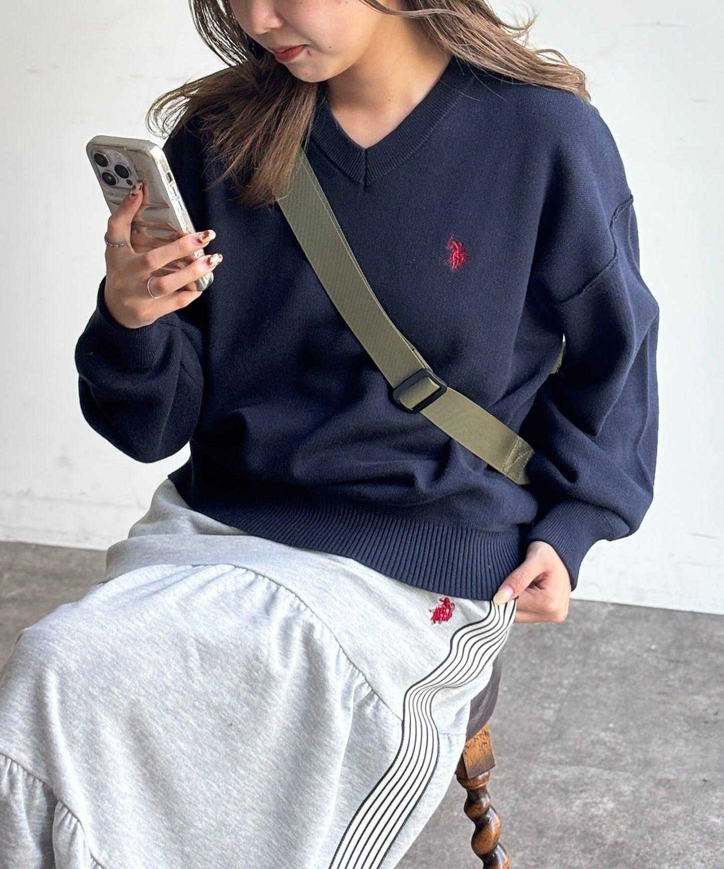 U.S. POLO ASSN. V領衛衣風針織上衣