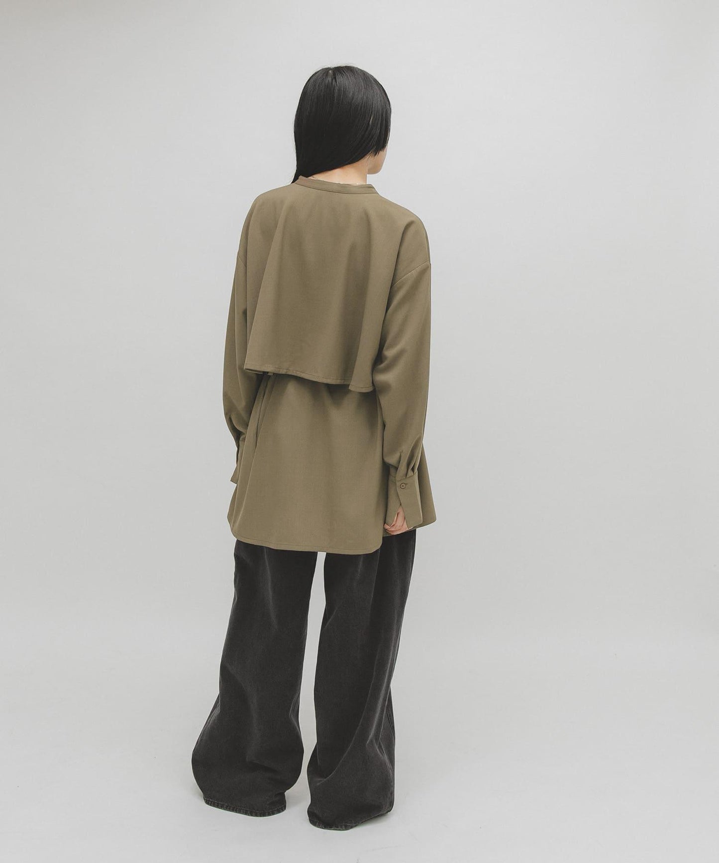 疊穿風迷你襯衫連衣裙