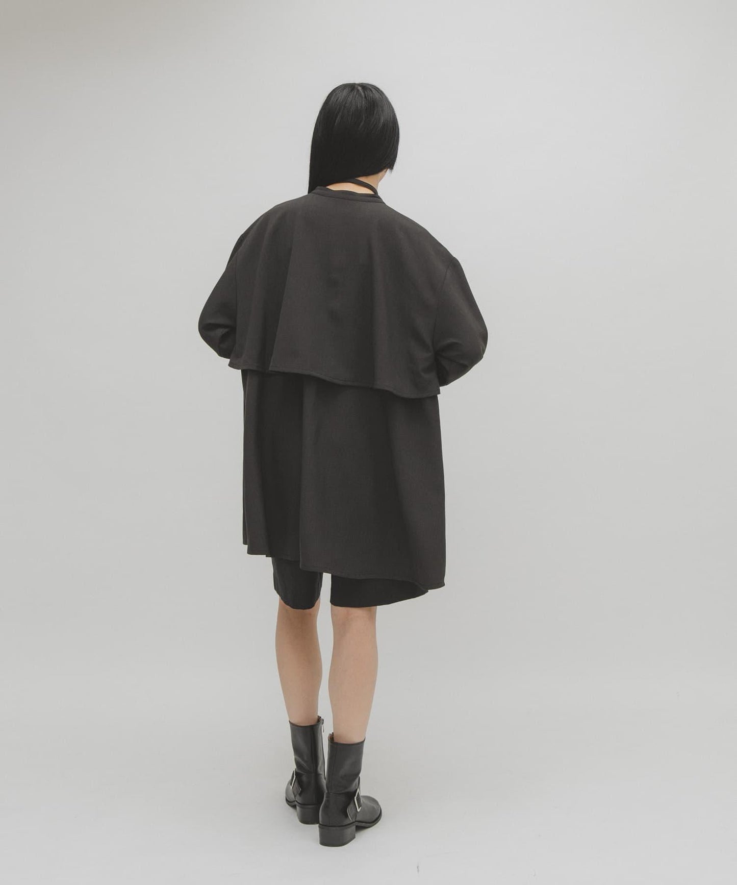 疊穿風迷你襯衫連衣裙