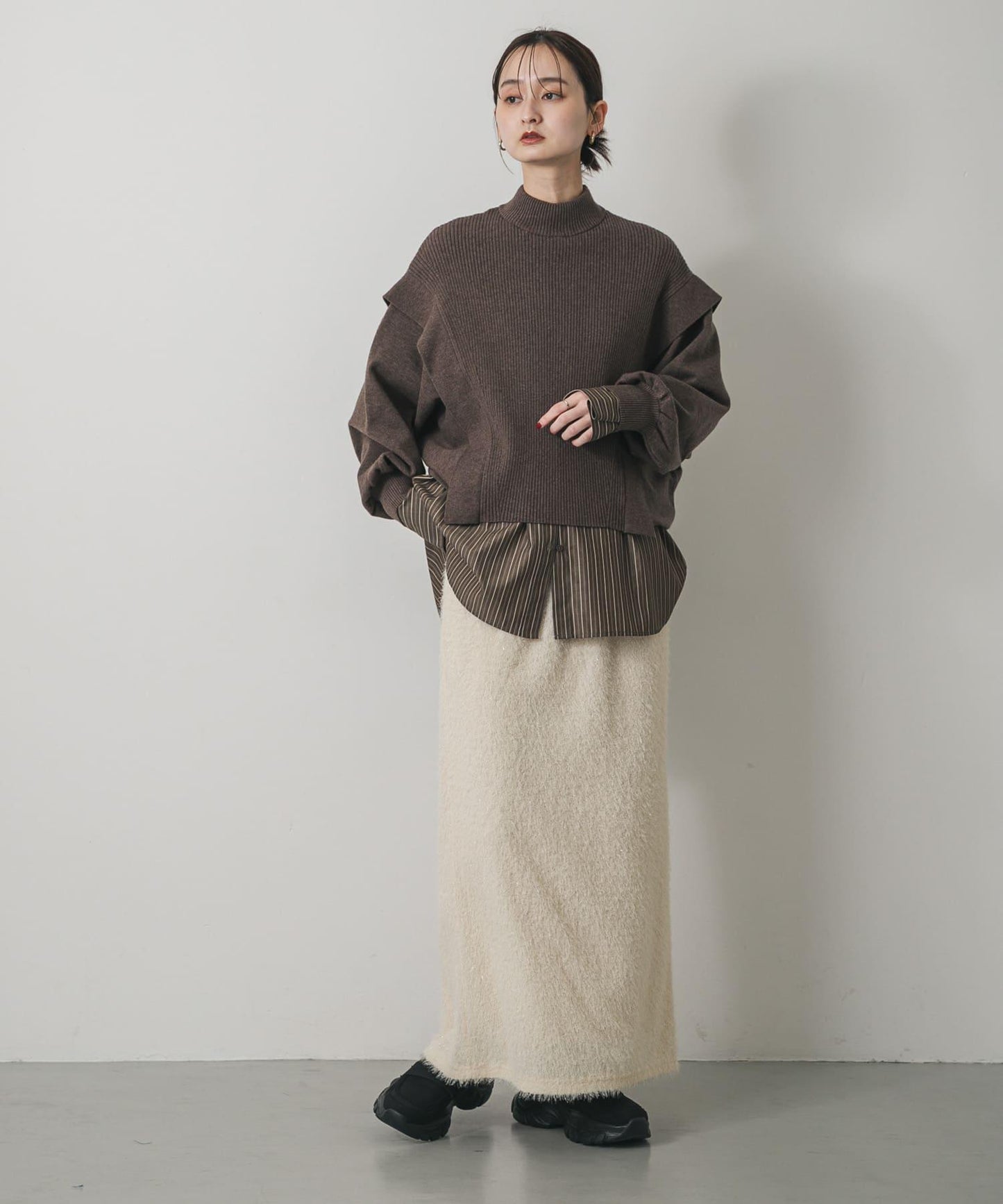 毛絨亮絲面料 半身裙