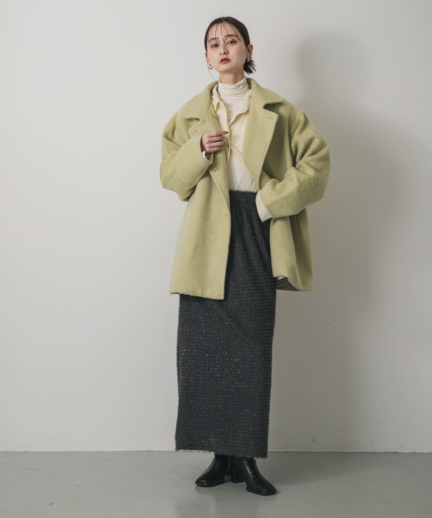 毛絨亮絲面料 半身裙