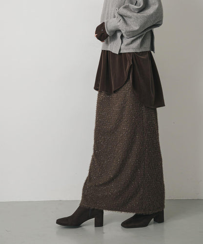 毛絨亮絲面料 半身裙