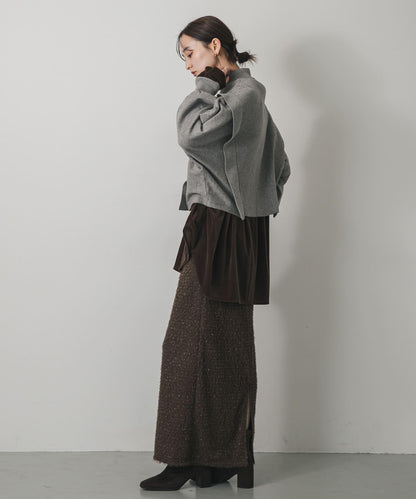 毛絨亮絲面料 半身裙