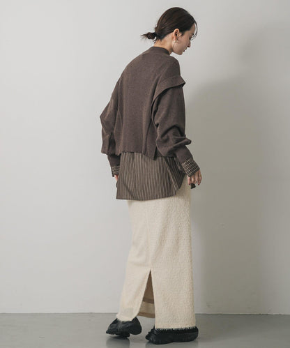 毛絨亮絲面料 半身裙