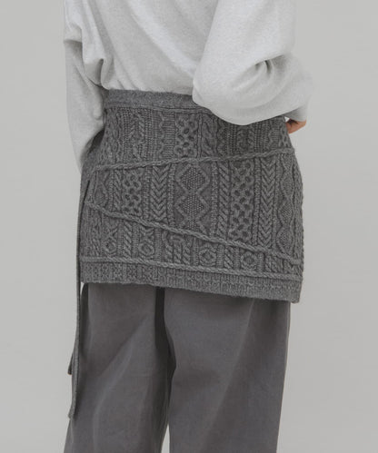 混色麻花紋裹式半身裙