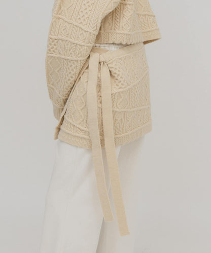 混色麻花紋裹式半身裙