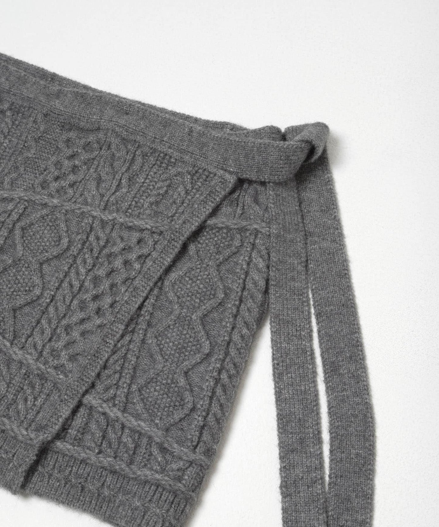 混色麻花紋裹式半身裙