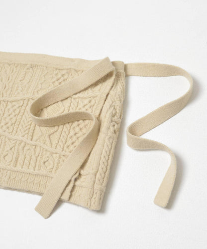 混色麻花紋裹式半身裙