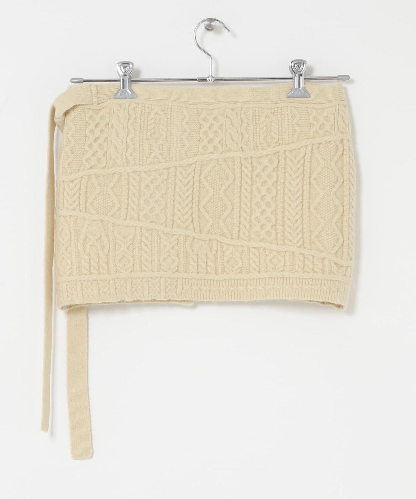 混色麻花紋裹式半身裙