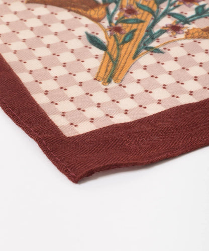 復古花卉圖案絲巾