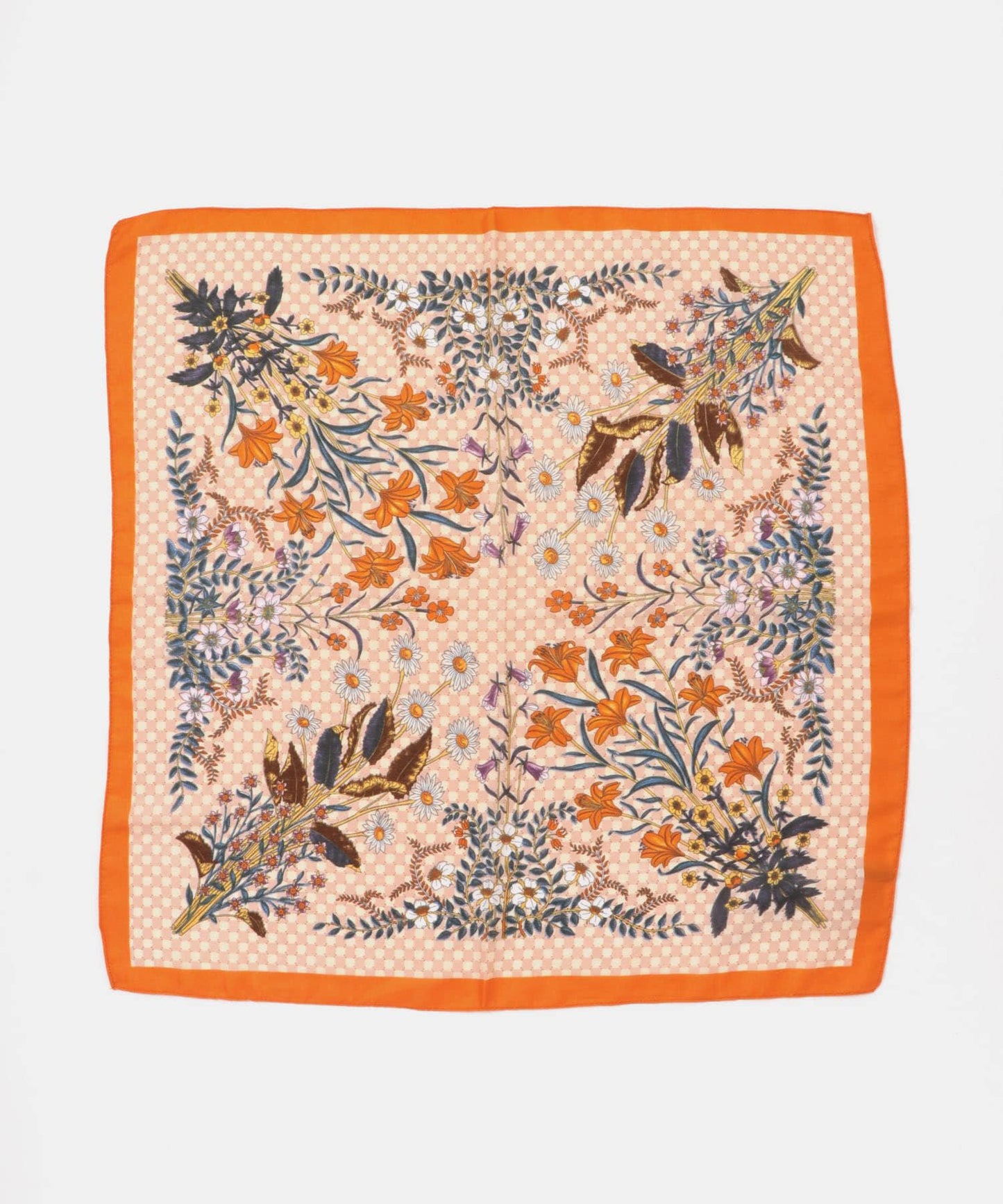 復古花卉圖案絲巾