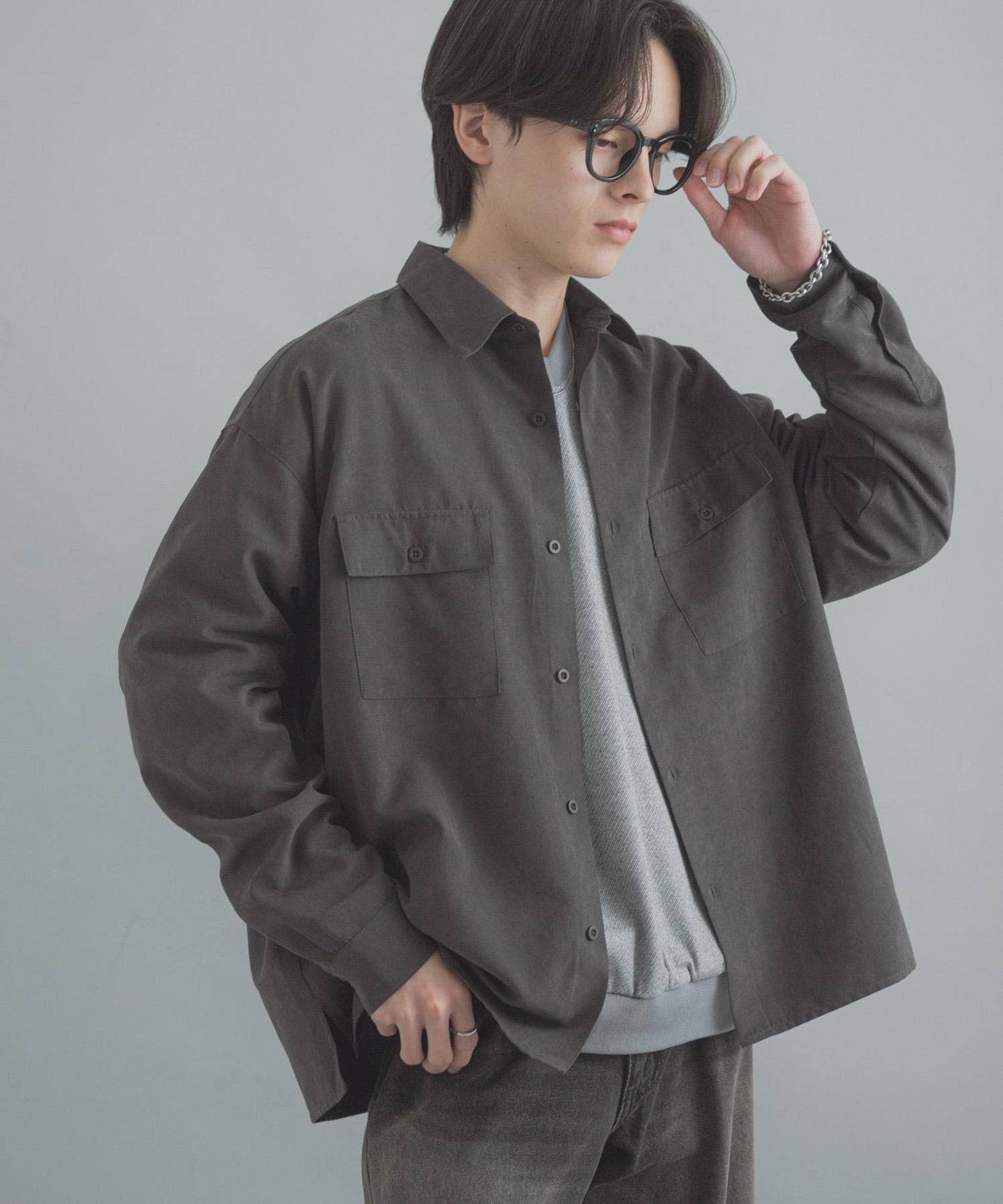 F/S 雙口袋長袖襯衫
