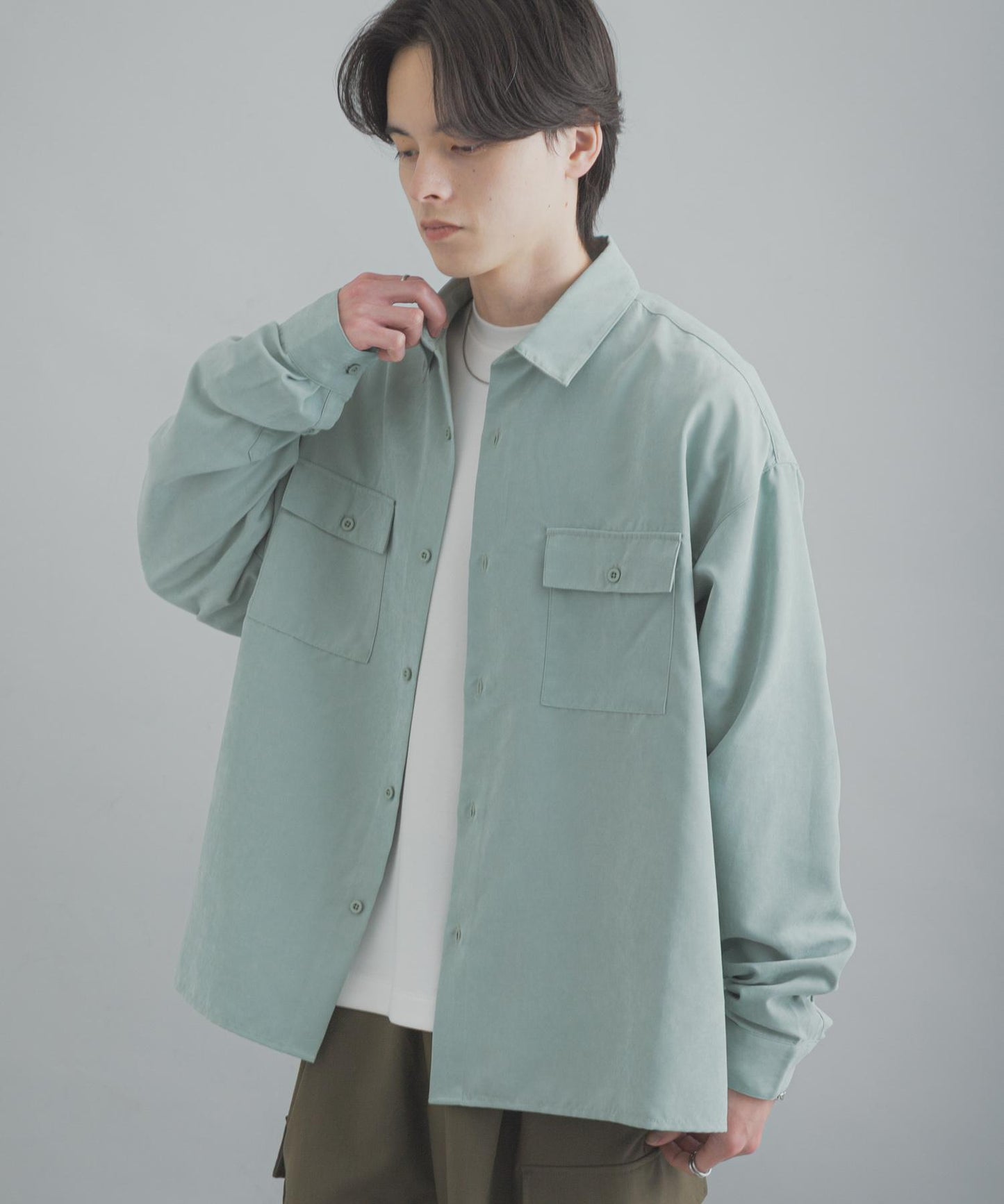 F/S 雙口袋長袖襯衫
