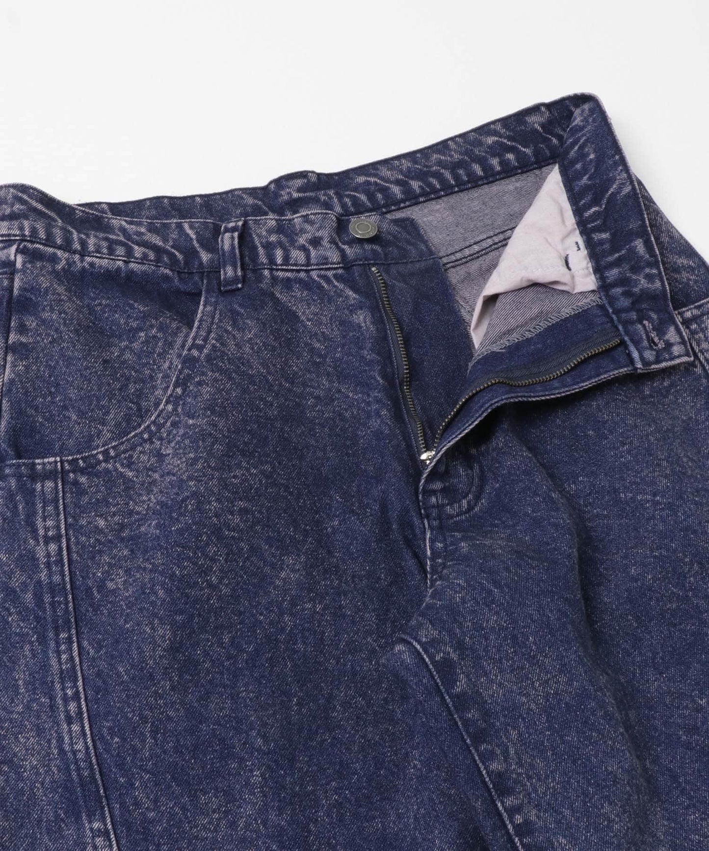 水洗做舊寬鬆闊腿牛仔褲