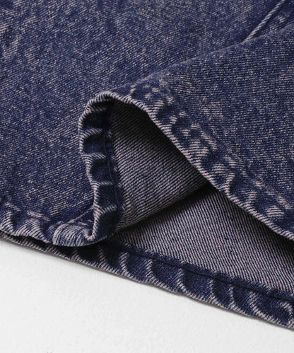 水洗做舊寬鬆闊腿牛仔褲