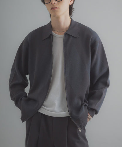 可機洗 菱形格 拉鍊 針織開衫