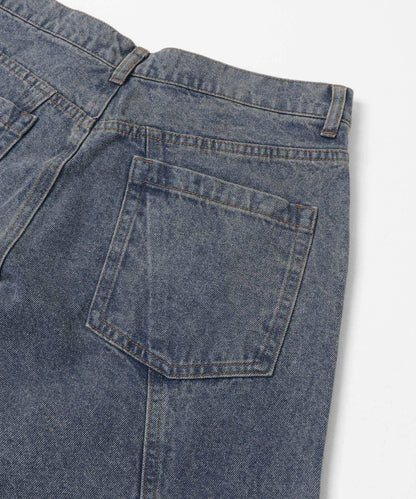 水洗做舊寬鬆闊腿牛仔褲