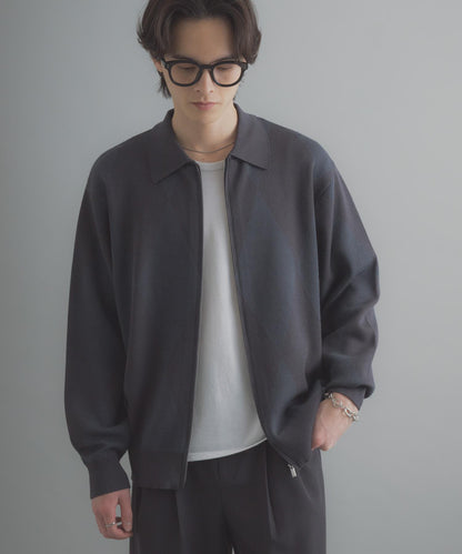 可機洗 菱形格 拉鍊 針織開衫