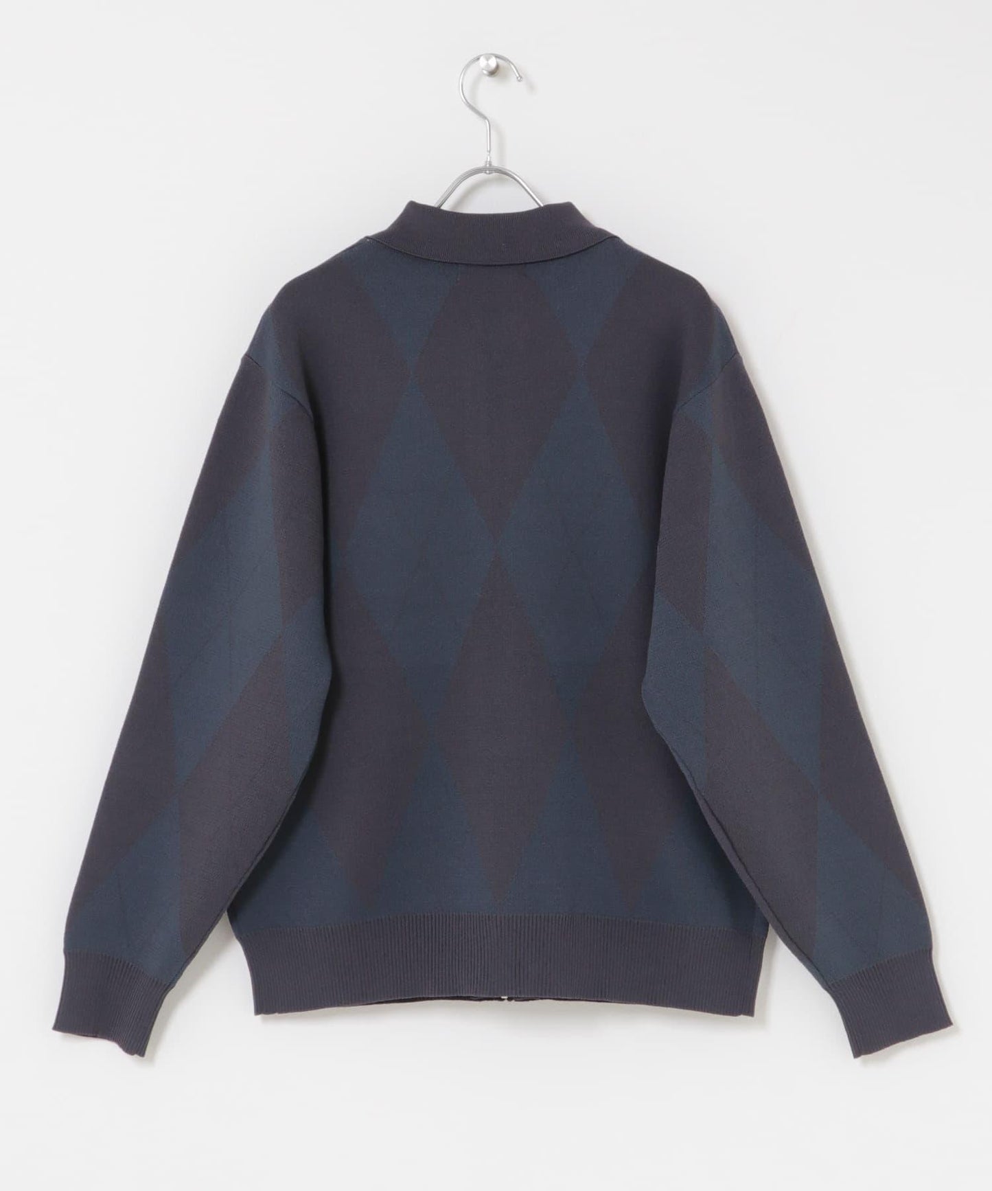 可機洗 菱形格 拉鍊 針織開衫