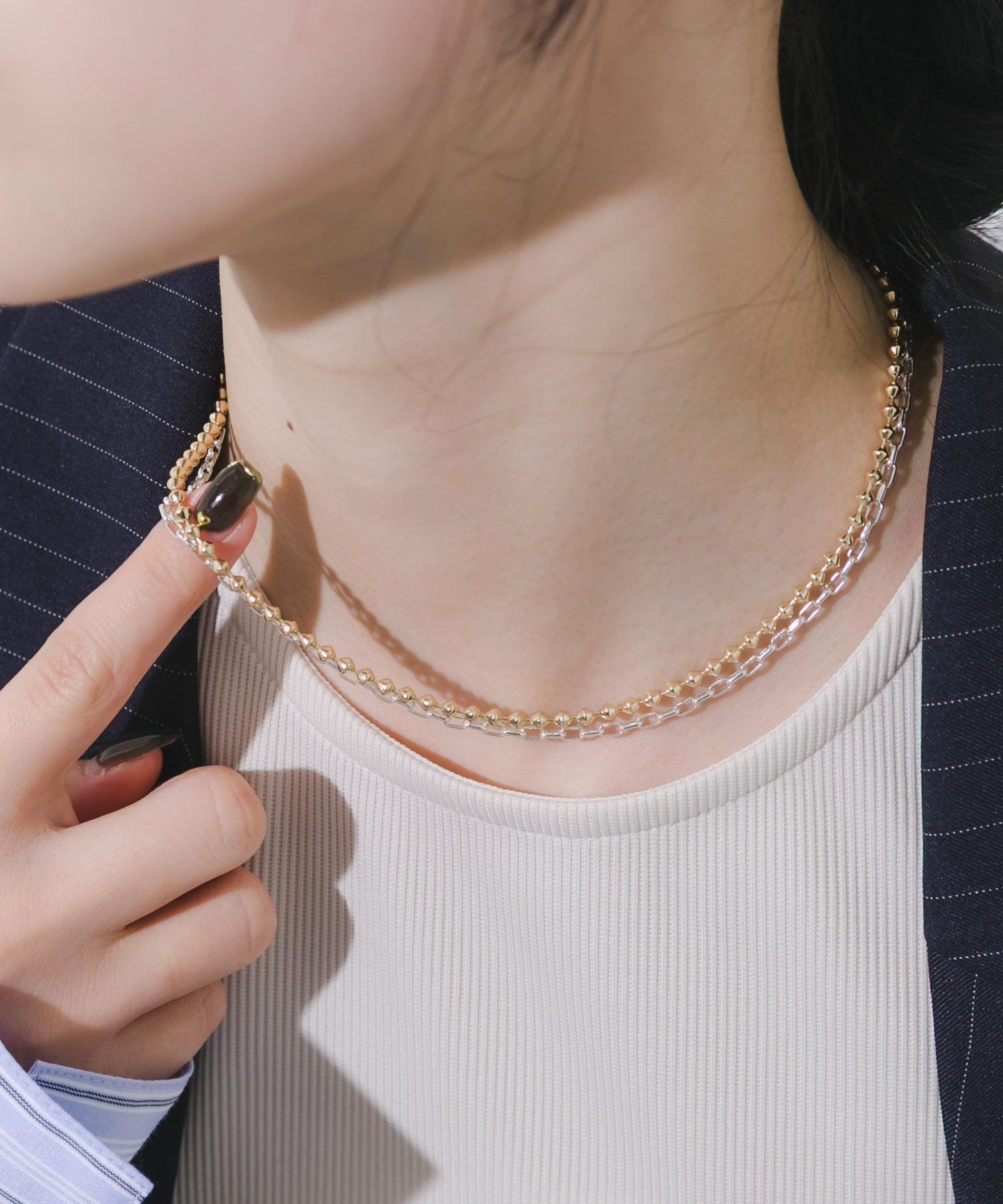 雙色鏈條 兩件套 項鍊