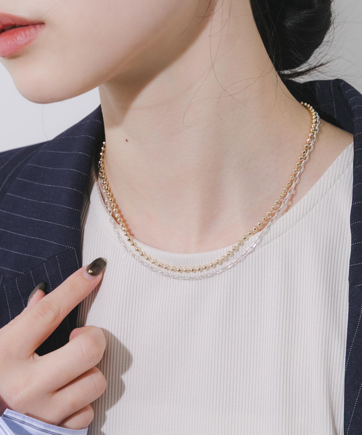 雙色鏈條 兩件套 項鍊