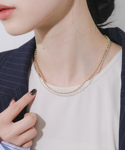 雙色鏈條 兩件套 項鍊