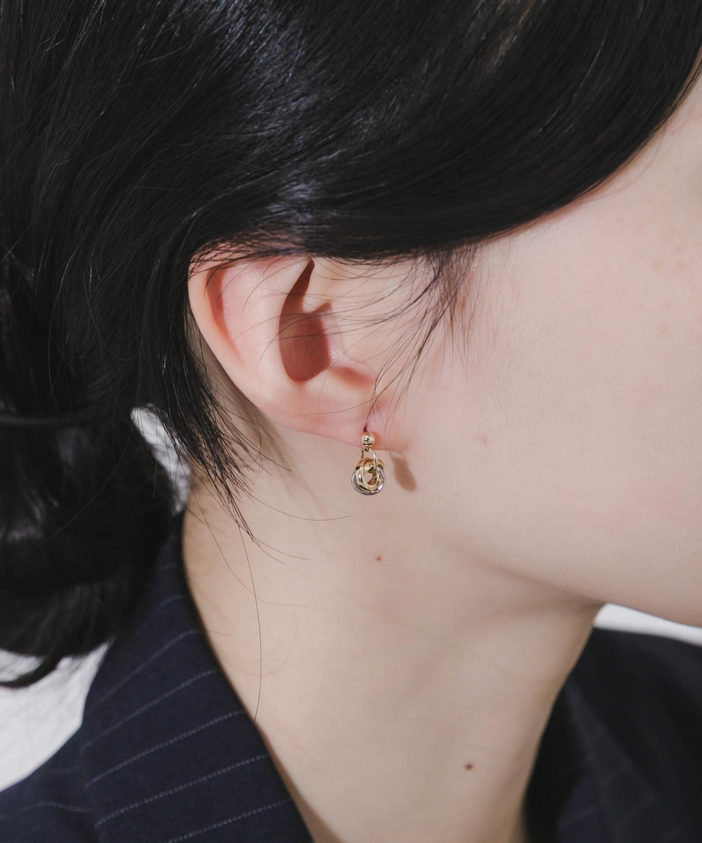 疊層圓環小巧耳環