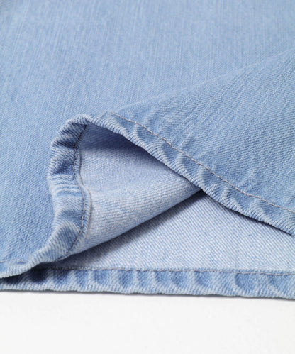 天絲棉抽繩闊腿牛仔褲