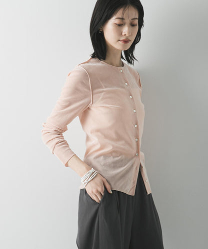 輕薄植絨短款針織開衫