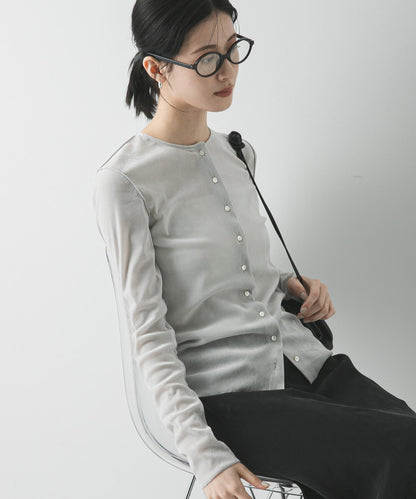 輕薄植絨短款針織開衫