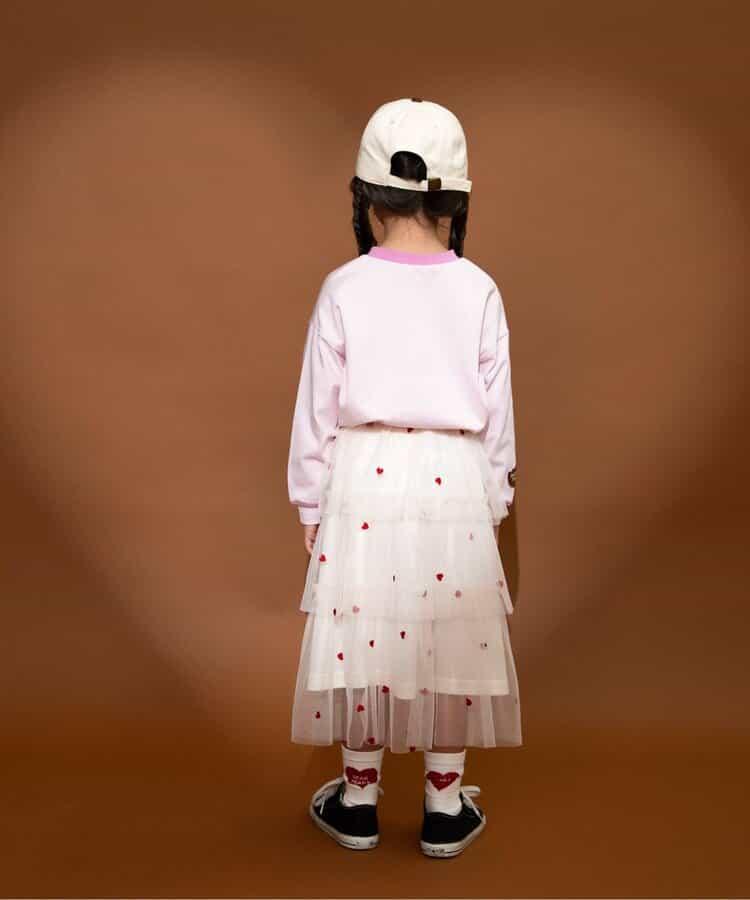 ハート総柄刺繍チュールスカート